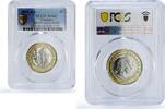 Gibraltar 2 pounds Gibraltar 2 pounds Union Jack Flag Britannia KM-970 MS65 PCGS bimetal coin 2001 -