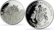Turks and Caicos Islands 20 crowns Turks and Caicos Islands 20 crowns Chrysanthemum Flower Flora proof silver coin 1999 -