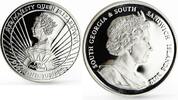 South Georgia and the South Sandwich Islands 2 pounds Sandwich Islands 2 pounds Diamond Jubilee of Queen Elizabeth II silver coin 2012 -