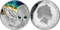 Niue 1$ Niue 2022 1$ Roswell 75th Anniversary Flying Saucer UFO 1oz Silver Proof Coin -