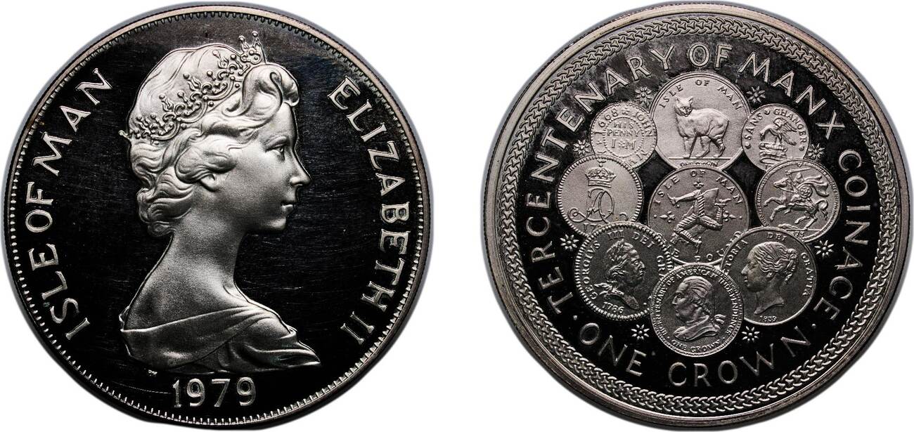 1979 PM Royal Mint (Tower Isle of Man British dependency 1979 PM 1 Crown -  Elizabeth II (Manx Coinage; Silver Issue) Silver (.925) Royal Mint (Tower  Hill) unz | MA-Shops