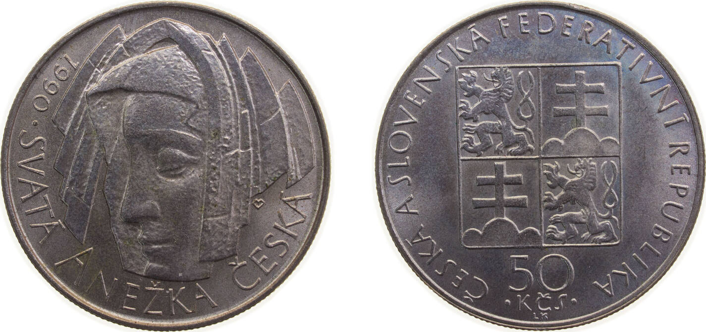 Czechoslovakia Federal Republic 1990 50 Korun (St. Agnes) Silver (.500