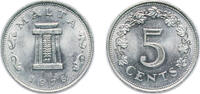 Malta 5 Cents Malta Republic 1976 5 Cents Cuproníquel (1009000) 5.68g UNC KM 10 Schön 10 -