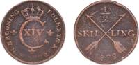 Sweden ½ Skilling Sweden Kingdom 1822 ½ Skilling - Charles XIV Johan Copper 6.82g VF KM 596 -