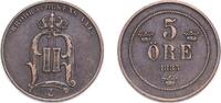Sweden 5 Öre Sweden Kingdom 1883 5 Öre - Oscar II (small letters) Bronze (578111) 8.13g XF KM 736 -