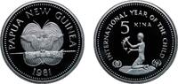 Papua New Guinea 5 Kina Papua New Guinea 1981 5 Kina - Elizabeth II (Children) Silver (.500) (8775) 27.6g PF KM 18 -