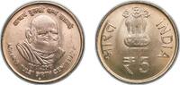 India 5 Rupees India Republic 2013 ♦ 5 Rupees (Acharya Tulsi birth centenary) Nickel brass Mumbai / Bombay Mint 6.02g UNC KM 431 Schön 391 -