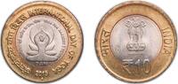 India 10 Rupees India Republic 2015 ● 10 Rupees (International Day of Yoga) Bimetallic: copper-nickel centre in aluminium bronze ring Noida Mint -