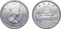 Canada 1 Dollar Canada British Dominion 1961 1 Dollar - Elizabeth II (1st portrait) Silver (.800) (.800 silver .200 copper) Royal Canadian Mint -