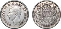 Canada 50 Cents Canada Commonwealth 1944 50 Cents - George VI (with IND:IMP:) Silver (.800) (.800 silver .200 copper) Royal Canadian Mint of Ott -