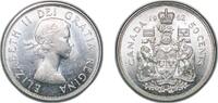 Canada 50 Cents Canada Commonwealth 1962 50 Cents - Elizabeth II (1st portrait, complete coat of arms) Silver (.800) (.800 silver .200 copper) R -