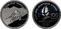 France 100 Francs France Fifth Republic 1989 100 Francs (Alpine Skiing) Silver (.900) (133308) 22.2g PF KM 971 -