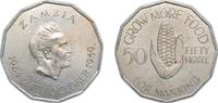 Zambia 50 Ngwee Zambia Republic 1969 50 Ngwee (FAO) Copper-nickel (75% Copper, 25% Nickel) Royal Mint (70000) 11.66g UNC KM 14 Schön 14 -