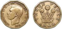 Great Britain 3 Pence Great Britain United Kingdom 1940 3 Pence - George VI (with 'IND:IMP') Nickel brass (12636000) 6.71g XF KM 849 Sp 4112 -