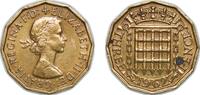 Great Britain 3 Pence Great Britain United Kingdom 1962 3 Pence - Elizabeth II (1st portrait; without 'BRITT:OMN') Nickel brass (51545600) 6.76g XF KM -