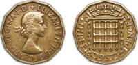 Great Britain 3 Pence Great Britain United Kingdom 1957 3 Pence - Elizabeth II (1st portrait; without 'BRITT:OMN') Nickel brass (24294400) 6.59g XF KM -
