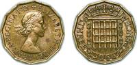 Great Britain 3 Pence Great Britain United Kingdom 1966 3 Pence - Elizabeth II (1st portrait; without 'BRITT:OMN') Nickel brass (53760000) 6.86g XF KM -