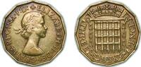 Great Britain 3 Pence Great Britain United Kingdom 1958 3 Pence - Elizabeth II (1st portrait; without 'BRITT:OMN') Nickel brass (20504000) 6.87g XF KM -