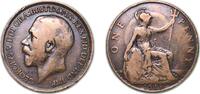 Great Britain 1 Penny Great Britain Kingdom 1917 1 Penny - George V Bronze (107905400) 9.23g VF KM 810 Sp 4051-3 -