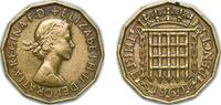 Great Britain 3 Pence Great Britain United Kingdom 1960 3 Pence - Elizabeth II (1st portrait; without 'BRITT:OMN') Nickel brass (83078400) 6.76g XF KM -