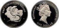 Bermuda 1 Dollar Bermuda 1997 1 Dollar - Elizabeth II (WWF Conserving Nature - Rock Skink) Silver (.925) (15000) 28.28g PF KM 119 Schön 113 -