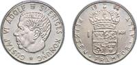 Sweden 1 Krona Sweden Kingdom 1966 U 1 Krona - Gustaf VI Adolf Billon (.400 silver) (Copper .500, Nickel .050, Zinc .050) Stockholm Mint (22396 -