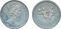 Isle of Man 1 Crown Isle of Man British dependency 1986 PM 1 Crown - Elizabeth II (World Cup Mexico - 2 Players on Football; Silver Issue) Silver (. -