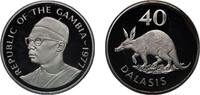 The Gambia 40 Dalasis The Gambia Republic 1977 40 Dalasis (Aardvark) Silver (.925) (Copper .075) (4304) 35.4g PF KM 18 Schön 17 -