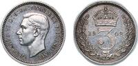 Great Britain 3 Pence Great Britain United Kingdom 1942 3 Pence - George VI (1st Maundy issue) Silver (.500) (1325) 1.5g PL KM 850 Sp 4088 -