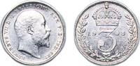 Great Britain 3 Pence Great Britain Kingdom 1908 3 Pence - Edward VII (incl. Maundy) Silver (.925) (8176000) 1.4g UNC KM 797 Sp 3984 Sp 3987 -