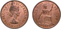 Great Britain 1 Penny Great Britain 1965 1 Penny - Elizabeth II (1st portrait; without 'BRITT:OMN') Bronze (121310400) 9.6g UNC KM 897 Sp 4157 -
