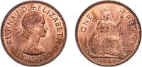Great Britain 1 Penny Great Britain 1966 1 Penny - Elizabeth II (1st portrait; without 'BRITT:OMN') Bronze (165739200) 9.46g UNC KM 897 Sp 4157 -