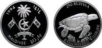 Maldives 250 Rufiyaa Maldives Second Republic 1414 (1994) 250 Rufiyaa (Endangered Wildlife) Silver (.925) (14500) 31.47g PF KM 86 -