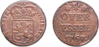 Netherlands 1 Duit Netherlands Province of Overijssel 1767 1 Duit Copper Kampen Mint 2.85g VF CNM 2.38.113 KM 90 HPM OV71 -