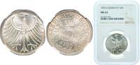 Germany 5 Deutsche Mark Germany Federal Republic of Germany 1951 J 5 Deutsche Mark Silver (.625) (Copper .375) (21360000) 11.2g NGC MS 63 KM 112 J 387 S -