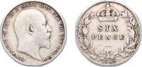 Great Britain 6 Pence Great Britain United Kingdom 1902 6 Pence - Edward VII Silver (.925) Royal Mint (Tower Hill) (6367300) 2.76g VF KM 799 Sp 3983 -