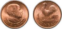 Malawi 1 Tambala Malawi Republic 1971 1 Tambala Bronze (97% Copper, 0.5% Tin, 2.5% Zinc) (15000000) 1.77g BU KM 7 Schön 7 Schön 14 -