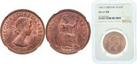 Great Britain 1 Penny Great Britain 1961 1 Penny - Elizabeth II (1st portrait; without 'BRITT:OMN') Bronze (48313400) 9.45g NGC MS 63 KM 897 Sp 4157 -