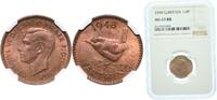 Great Britain 1 Farthing Great Britain Kingdom 1948 1 Farthing - George VI (with 'IND:IMP') Bronze (16622400) 2.83g NGC MS 63 KM 843 Sp 4116 -