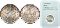 Cuba 20 Centavos Cuba First Republic 1949 20 Centavos Silver (.900) (silver 90%, copper 10%) United States Mint of Philadelphia (13170000) 5g NGC -