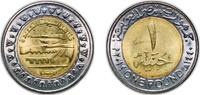 Egypt 1 Pound Egypt 2019 (AH1440) 1 Pound (New Asyut Barrage) Bimetallic: brass plated steel centre in nickel plated steel ring (40000000) 8.4 -