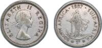 South Africa 1 Shilling South Africa Republic 1957 1 Shilling - Elizabeth II (1st portrait) Silver (.500) (791000) 5.48g VF KM 49 Hern S228-235 -