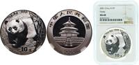 China 10 Yuan China Republic 2001 10 Yuan (Panda) Silver (.999) (250000) NGC MS 68 KM 1365 -