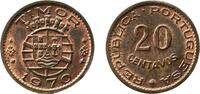 Timor 20 Centavos Timor 1970 20 Centavos Bronze Lisbon Mint (1000000) 2.58g UNC KM 17 -