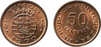 Timor 50 Centavos Timor Portuguese colony 1970 50 Centavos Bronze Lisbon Mint (1000000) 3.98g BU KM 18 -