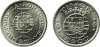 Timor 5 Escudos Timor Portuguese colony 1970 5 Escudos Copper-nickel Lisbon Mint (1200000) 7.03g BU KM 21 Gomes R 13 -