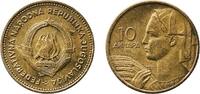 Yugoslavia 10 Dinars Yugoslavia 1955 10 Dinara (FNR legend) Aluminium bronze (91 % Copper, 9 % Aluminium) Belgrade Mint 3.01g UNC KM 33 Schön 28 -