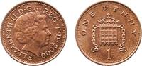 Great Britain 1 Penny Great Britain 2000 1 Penny - Elizabeth II (4th portrait; magnetic) Copper plated steel Royal Mint (1060420000) 3.48g UNC KM 986 -