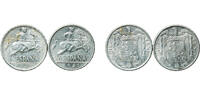 Spain 10 Centimos Spain Nationalist Government 1941 10 Centimos - Iberian rider (2 coins) Aluminium (97.5% aluminium, 2.5% copper) Royal Mint of S -