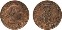 Spain 2½ Escudo cents Spain Kingdom 1868 OM 2½ Centimos de Escudo - Isabel II Bronze Barcelona Mint 6.25g XF KM 634 Cal 638 -